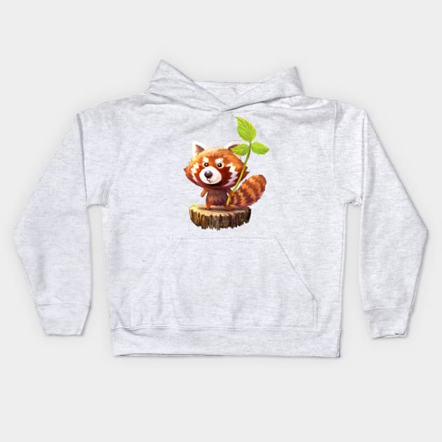 Red Panda Kids Hoodie by hkxdesign